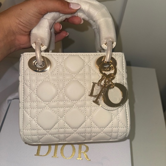 Dior Cream Quilted Mini Bag with Gold Accents - Picture 1 of 3